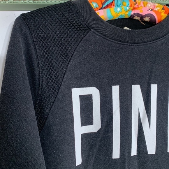 Victoria’s Secret pink fishnet panel crewneck pull over  black xs women’s - Picture 3 of 6